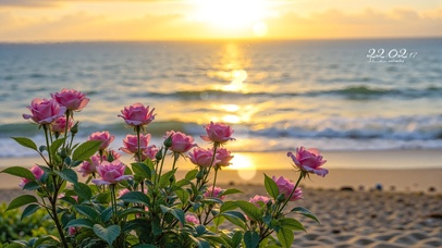 护眼落日晚霞沙滩