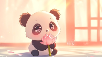 莲花可爱小熊猫