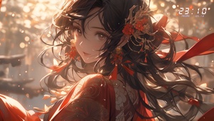 红衣少女嫁衣芳华阳光少女