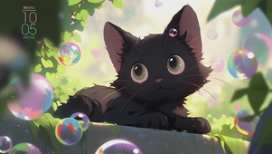 可爱小黑猫