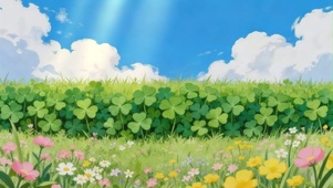 清新治愈花草风景-幸运四叶草