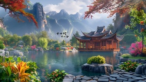 幽静古风庭院