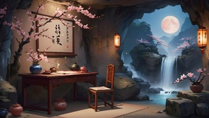 夜晚洞中古风书房