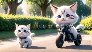 4k可爱摩托猫咪