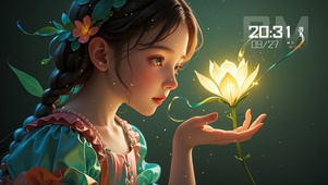 手捧鲜花