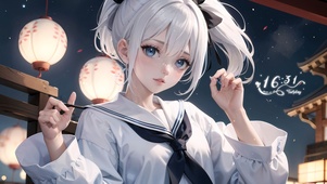 清纯可爱灯火少女