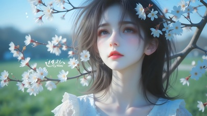 治愈春景女孩