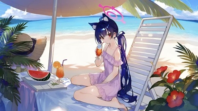 海边沙滩泳装少女-黑见芹菜