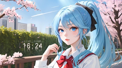 公园樱花飞舞少女