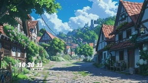 唯美治愈花草树木房屋景色