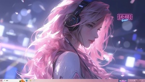 甜美粉发电竞少女	