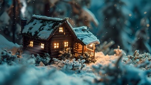 雪中微观小屋