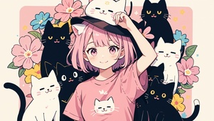 小女孩与猫