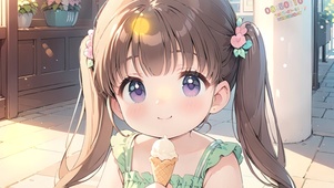 吃冰淇淋的小女孩