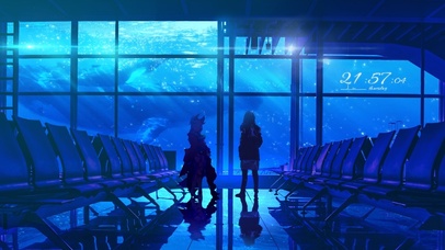 4K唯美深海候机厅