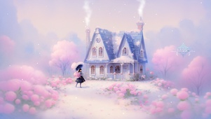 唯美 雪中小屋