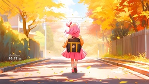 初秋背包女孩