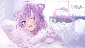 可爱懒床猫耳少女