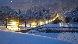 治愈冬季雪山木桥