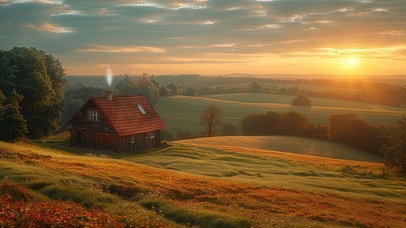 乡村小屋与牧场