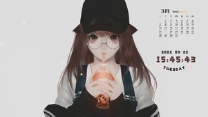 喝奶茶女孩