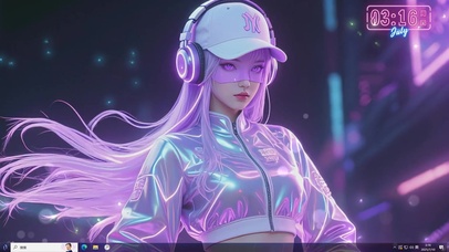 赛博朋克戴耳机的时尚少女