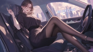车内气质眼镜美女