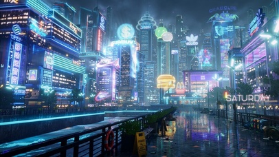 4K赛博朋克商业街