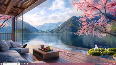 樱花湖景小屋主题