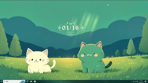 草地两只猫
