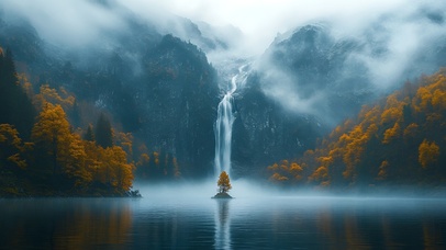 秋山飞瀑