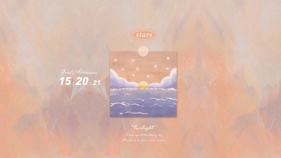 油画便签壁纸  黄昏海