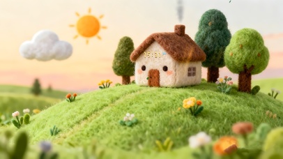 可爱毛毡风插画小屋