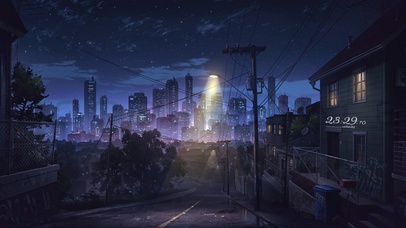 4k 治愈唯美夜晚小镇星空