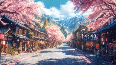 日系樱花街道