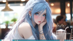 治愈蓝发美女