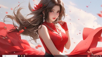 红色樱花裙少女