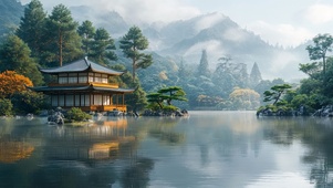 美丽湖上阁楼