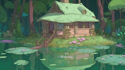 池塘边的小木屋