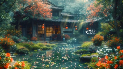 唯美意境古风庭院	