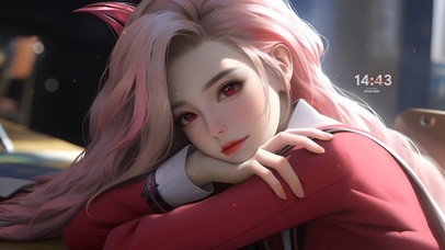 4K 清纯粉发美少女 	