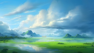 白云湖水青山