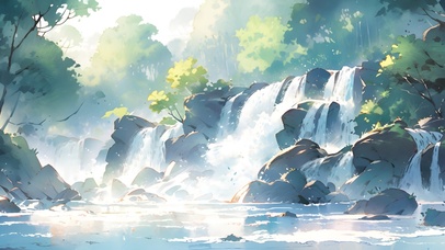 绿色护眼小瀑布