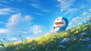 可爱草地机器猫