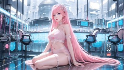 4k科技房间长发女孩