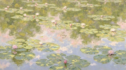 莫奈风池塘护眼壁纸