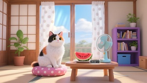 可爱夏日猫咪