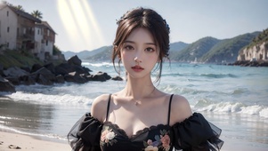 海边性感可爱的小美女