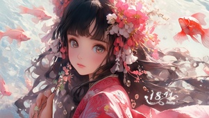 水彩风水下女神