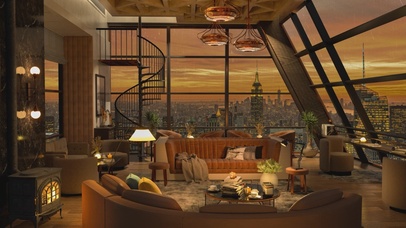 唯美城市雨夜客厅